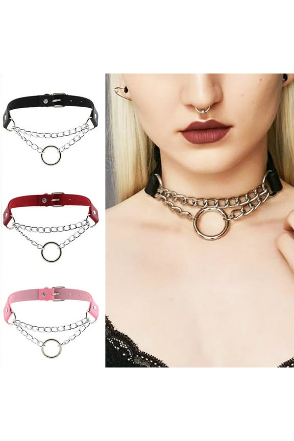Dress Choice Accessory Adjustable Collar Choker Punk Leather Choker Necklace Rock PU Gothic Collar Choker Necklace for Women Halloween Costume Cosplay Jewelry