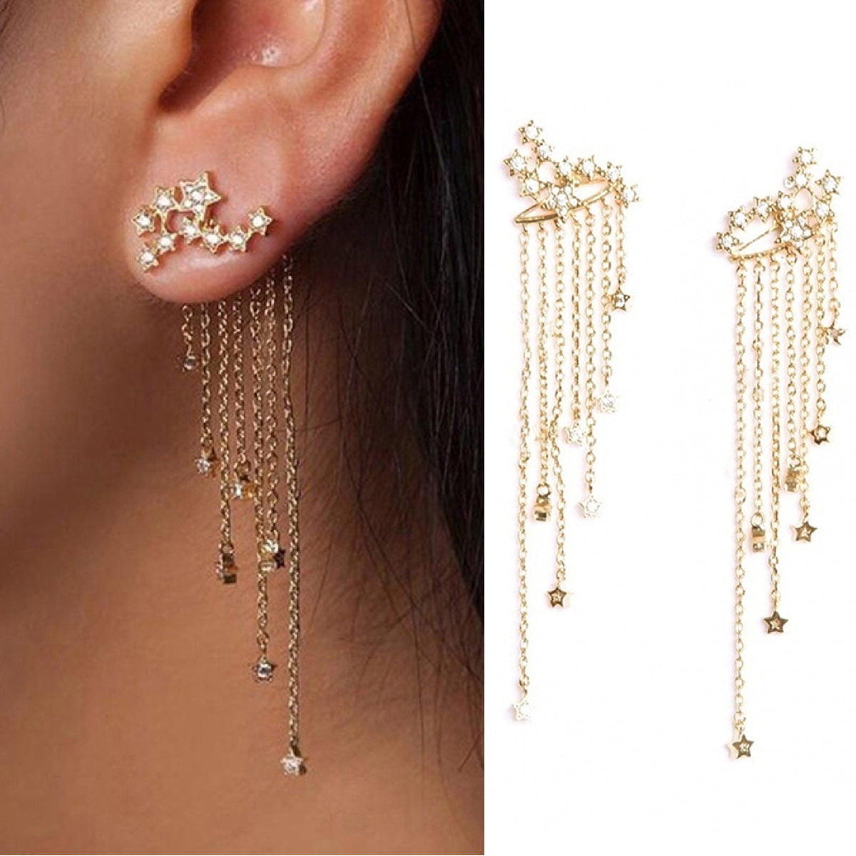 New Fashion Tassel Sequins Anti Fading Alloy Sequin Chain Tassel Dangle  Earrings for Women Drop Earring Gold Color Jewelry Gifts