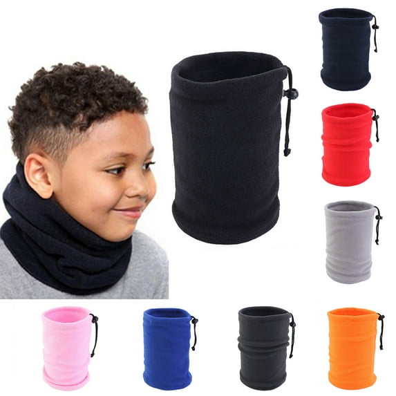 Dress Choice Kids Neck Warmer Winter Fleece Neck Gaiter with Adjustable Rope Cycling Ski Tube Scarf Balaclava Windproof Face Covering for Boys and Girls Winter Sports