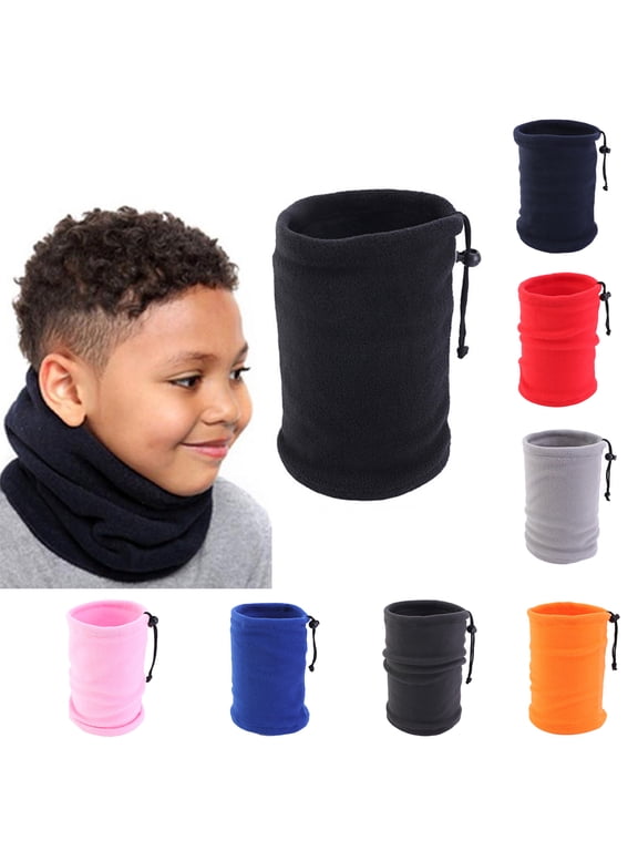 Kids Neck Warmer Winter Fleece Neck Gaiter with Adjustable Rope Cycling Ski Tube Scarf Balaclava Windproof Face Covering for Boys and Girls Winter Sports