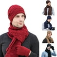 thumbnail image 1 of Dress Choice Men Winter Knit Hat Beanie Long Scarf Touchscreen Gloves Set Skull Cap Neck Warmer Gloves Set with Fleece Lined for Outdoor Sport, 1 of 8