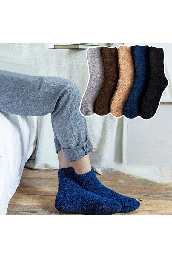 Dress Choice Men's 4 Pack Winter Thick Socks Warm Comfort Soft Fuzzy Floor Socks