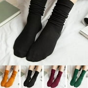 Dress Choice Mid-Calf Socks Women, All Season Slouch Boot Socks, Knee High Sock Cute Crew Cotton Scrunch Socks Solid Color