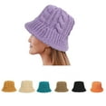 thumbnail image 1 of Dress Choice Plain Knit Bucket Hat Warm Wide Brim Cable Twist Pattern Foldable Floppy Fisherman Caps for Daily Wear, 1 of 8