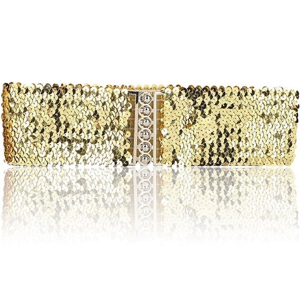 3 Pieces Sequin Belt for 70s 80s Costume Party, Disco Party Costume Wide Waist E SATINIOR 3 Pieces Sequin Belt for 70s 80s Costume Party  main image 3