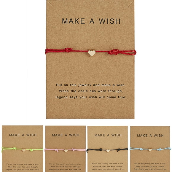 Dress Choice Simple Adjustable Braided Heart Shaped Bracelet With Wish Cards Star Wrap Wristband Bangle Couple Woven Rope For Women Girls Friendship Jewelry Gifts