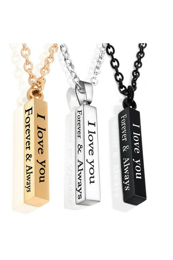 Dress Choice Stainless Steel Couples Necklace Lettering Name Plate Bar Pendant for Boyfriend and Girlfriend
