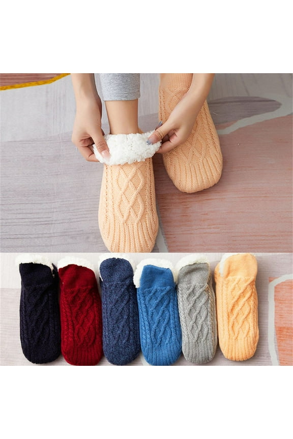 Dress Choice Thick & Warm Slipper Socks with Non Slip Grippers - House Socks Fleece Floor Socks for Men Womens (1 Pair)