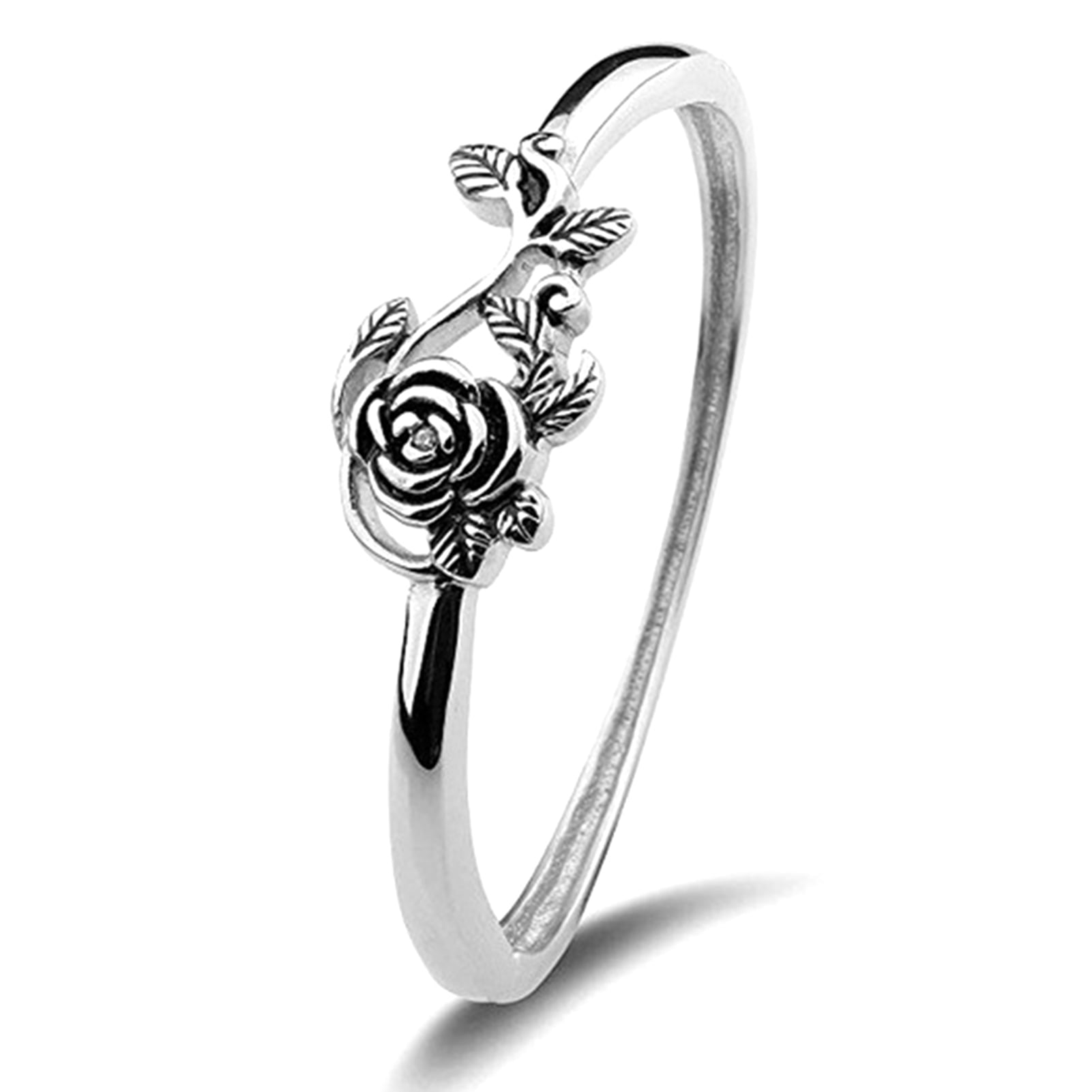 silver dress rings Dress Choice Tiny Rose Flower Silver Ring,Stacking Rings for Women Small  Dainty Silver Plated Ring Delicate Everyday Ring for Women Minimalist