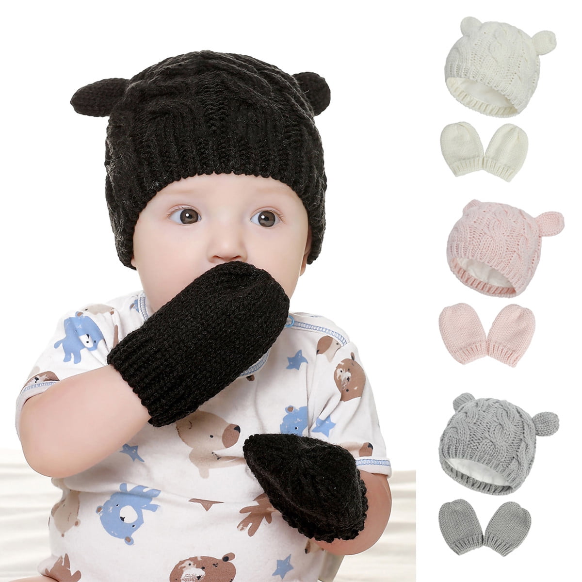 Dress Choice Unisex Baby Toddler Hat and Mitten Set Winter Knitted Cute