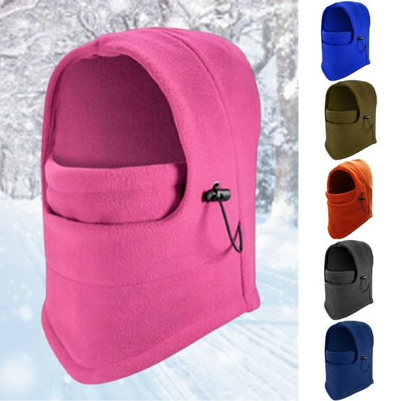 Dress Choice Unisex Warm Fleece Lining Face Cover Hat Balaclava Windproof Ski Mask Solid Color Adjustable Face Mask Motorcycle Balaclava Hood Thermal Cap for Women Men