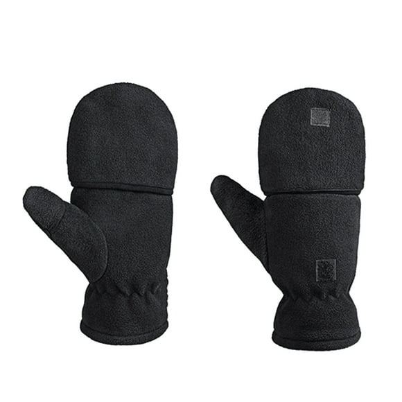 Dress Choice Winter Convertible Flip Top Gloves Fluffy Fleece Fingerless Gloves Half Finger Mittens Cover for Women Men