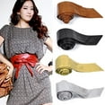thumbnail image 1 of Dress Choice Woman Wide Faux Leather Belt Obi Style Belt Self Tie Belt Bowknot Waistband for Dress, 1 of 8