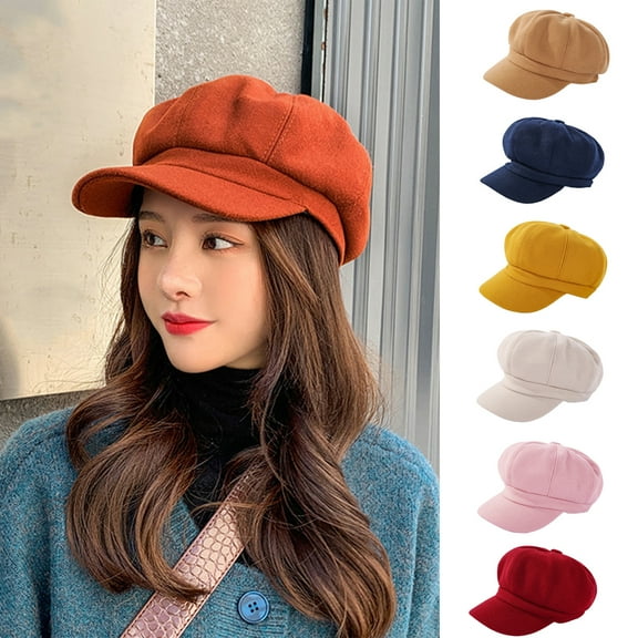 Dress Choice Women Girls Newsboy Cap Adjustable Visor Beret Hats Soft Vintage Cabbie Hat Octagonal Cap Visor Beret Hat for Daily Wear