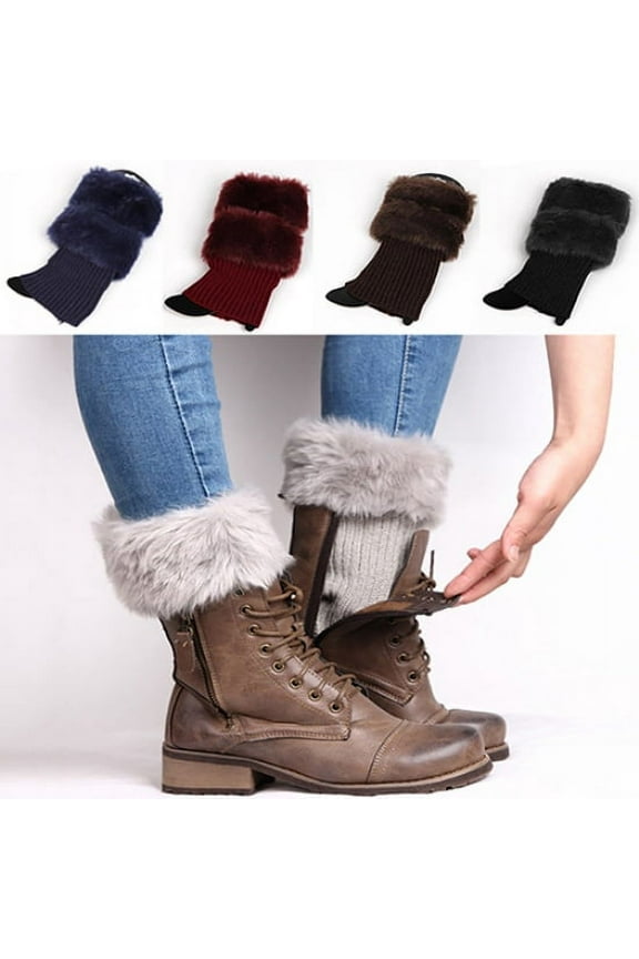Dress Choice Women Plush Leg Warmers Short Furry Fuzzy Leg Cuffs Girls Winter Knitted Boot Socks