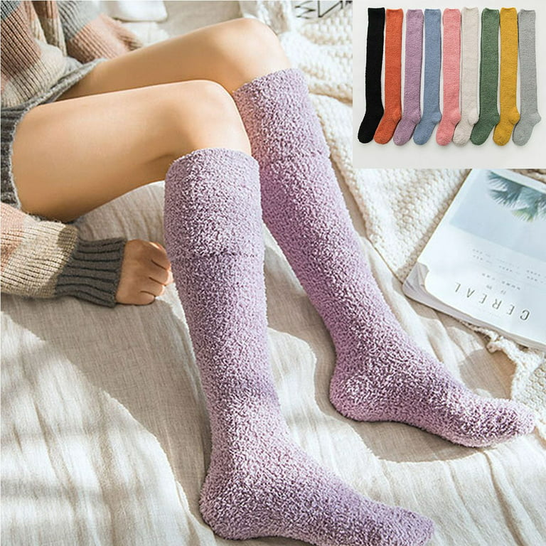 Solid Plush Over The Knee Socks, Thermal Thickened Winter Knee High Stocks,  Women's Stockings & Hosiery