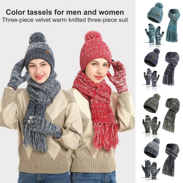 3 In 1 Women Hat Scarf & Gloves Winter Set - Wood Street Pizza
