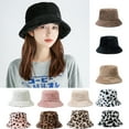 thumbnail image 1 of Dress Choice Women Winter Plush Bucket Hat Fluffy Warm Hat Leopard Print Bucket Hat Fluffy Winter Cow Bucket Hats Fuzzy Fisherman Caps for Womens Girls, 1 of 8
