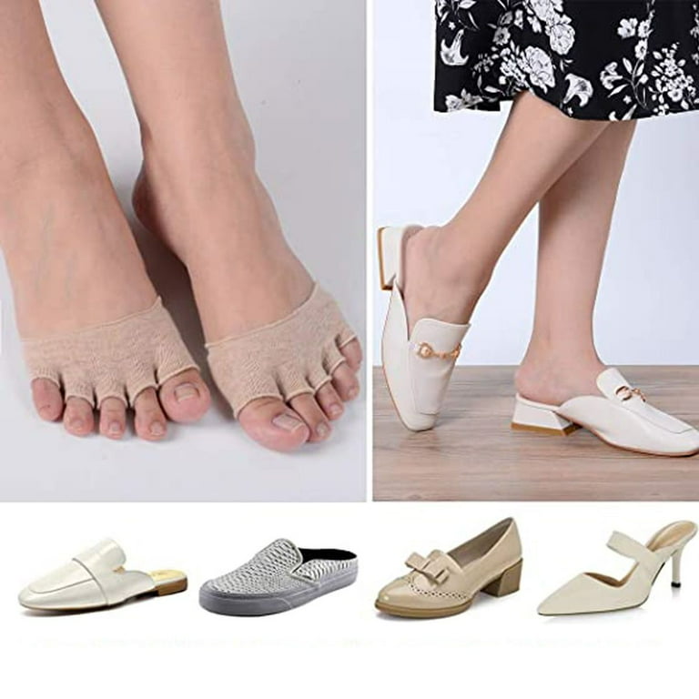Dress Choice Women s 5 Pairs Toe Topper Socks Peep Toe Half Toe Socks Cotton Heelless Forefoot Half Boat Socks Set for High Heels Flats Boots Relief Pain Blister Walmart