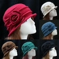 thumbnail image 1 of Dress Choice Women's Wool Felt Bucket Hat Slouch Wrinkled Winter Warm Beanie Cap with Flower for Formal Party, 1 of 8