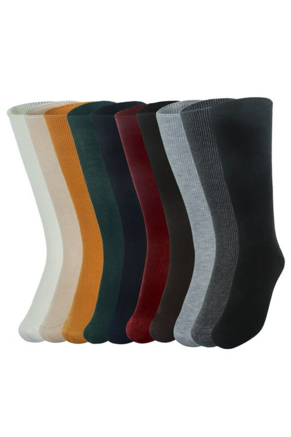 Womens Crew Socks All Season Soft Long Scrunch Knee High Sock Slouch Knit Cotton Socks Solid Color