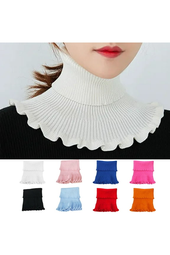 Womens False Collar Knitted Fake Collars Elastic Turtleneck Fake Collar Winter Neck Warmer Ruffle Dickey Collar for Womens Girls