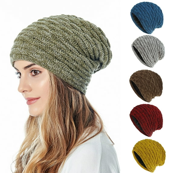 Dress Choice Womens Slouchy Beanie Winter Knit Soft Warm Fleece Lined Lightweight Long Baggy Slouch Skull Cap for Daily Wear