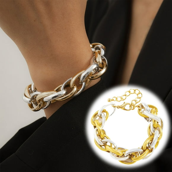 Dress Choice Wrist Chain Bracelet Stainless Steel Punk Heavy Thick Link Chain Adjustable Metal Link Bracelet Handmade Fashion Jewelry Bracelets for Men Women, Husband Gift