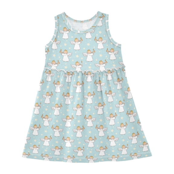 Dress Christmas Angels Wings Sleeveless Dress for Hem A-Line Casual Sundress