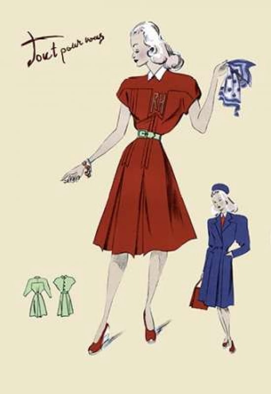 Dress Coat and Scarf 1947 Canvas Art - Unknown (24 x 36)