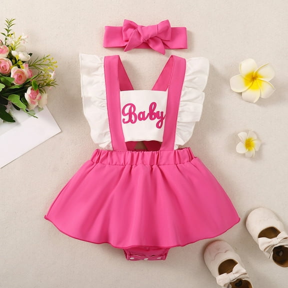 Dress Cute Letter Embroider Girls Tutu Dress Romper Ruffles Sleeve Bodysuit Baby Girl First Birthday Outfit Girl Outfits for Babies 9-12 Months