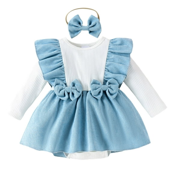 Dress Cute Pattern Embroider Girls Tutu Dress Romper Long Sleeve Bodysuit Baby Girl Clothes Girl Outfits for Baby Girls 0-3 Months