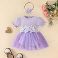 thumbnail image 1 of Dress Cute Pattern Embroider Tulle Romper Short Sleeve Bodysuit Baby Girl Gift Baby Girl Outfits for Baby Girl 6-9 Months, 1 of 6
