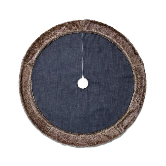 Dress Denim Tree Skirt with Faux Fur Trim - 66"