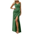 thumbnail image 1 of Dress For Women 2025 Elegant Satin Prom Maxi Dresses with Slit Long Ruched Mermaid Bridesmaid Dresses, 1 of 5