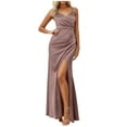 thumbnail image 1 of Dress For Women 2025 Elegant Satin Prom Maxi Dresses with Slit Long Ruched Mermaid Bridesmaid Dresses, 1 of 5