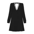 thumbnail image 1 of Dress For Women Solid Color Fashion Sexy Hollow Lace Backless Sexy V-Neck Loose Long Sleeve Dress, 1 of 6