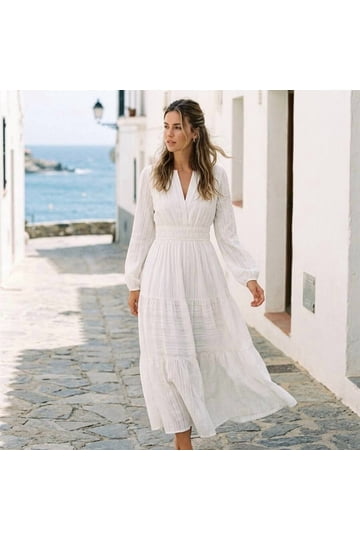 White Cotton Dresses for Women and Kids