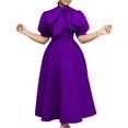 thumbnail image 1 of Dress For Women,Women's Bow Tie Neck Casual Midi Dress Loose Solid Shift Dress, 1 of 8