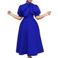 thumbnail image 1 of Dress For Women,Women's Bow Tie Neck Casual Midi Dress Loose Solid Shift Dress, 1 of 8