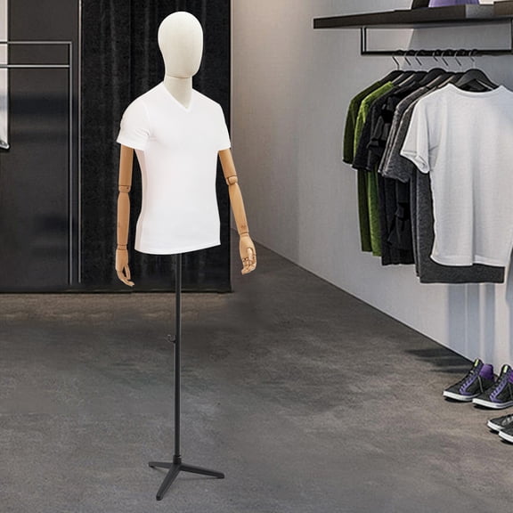 Dress Form Male, Adjustable Mannequin 53-76 Inches, Full Body Male Display Model with Black Tripod Base, Heavy Duty 16.5 lbs Capacity, Dual Hanger Design, for Clothing Store
