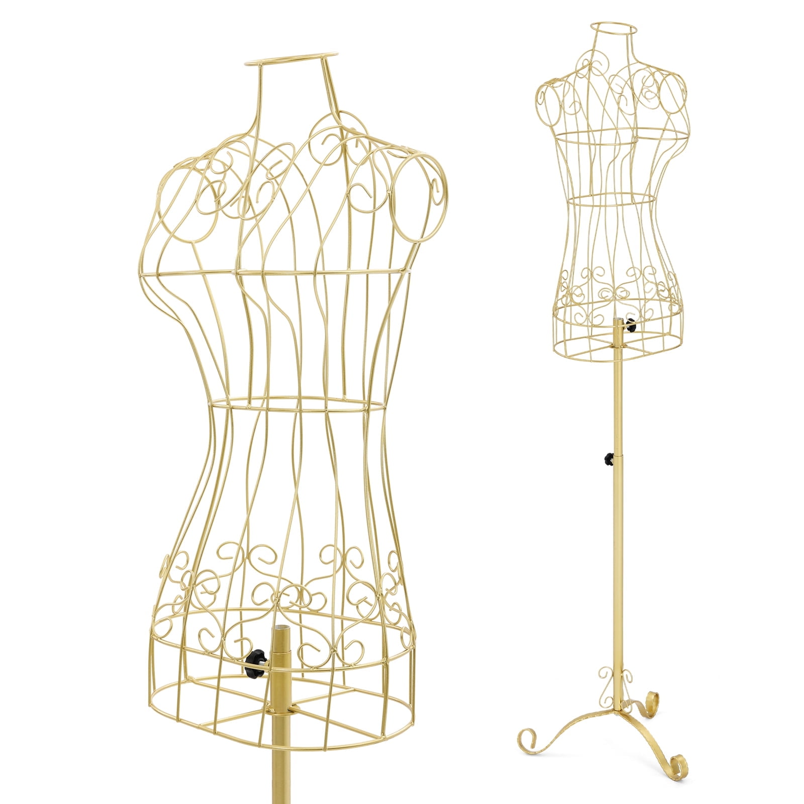 Dress Form Mannequin Torso with Metal Stand, Adjustable Height Female Manikin Torso for Clothing Display, Gold