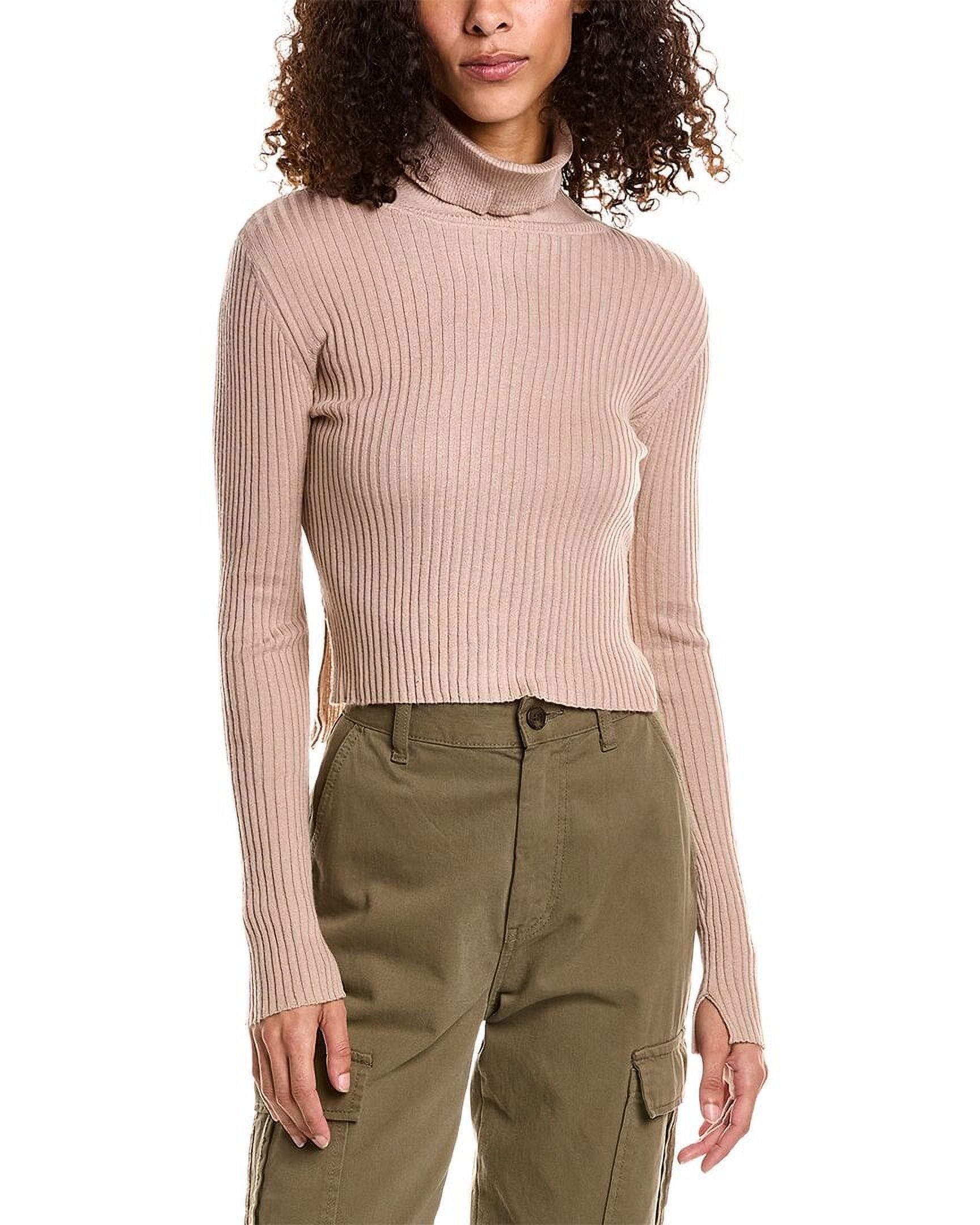 Dress Forum womens Cropped Wool Blend Turtleneck Sweater S Brown