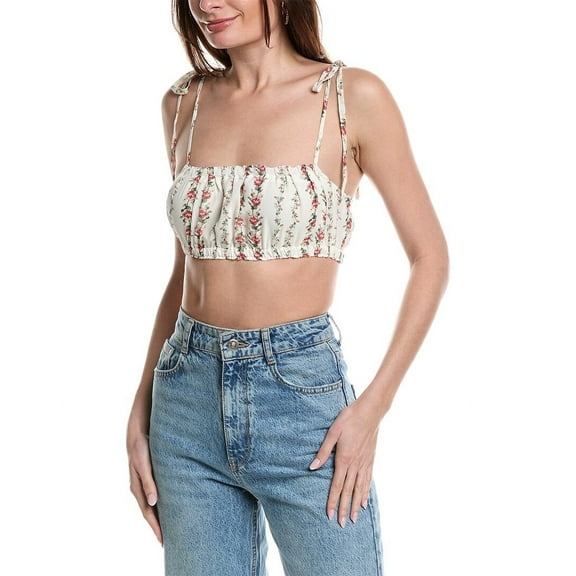 Dress Forum womens  Rosie Stripe Tie-Shoulder Bandeau Top, M, White