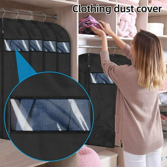 Dress Garment Bags For Hanging Clothes Dress Bags For Gowns Long, Foldable Long Clear With Window Bag Storage Garment For Closet