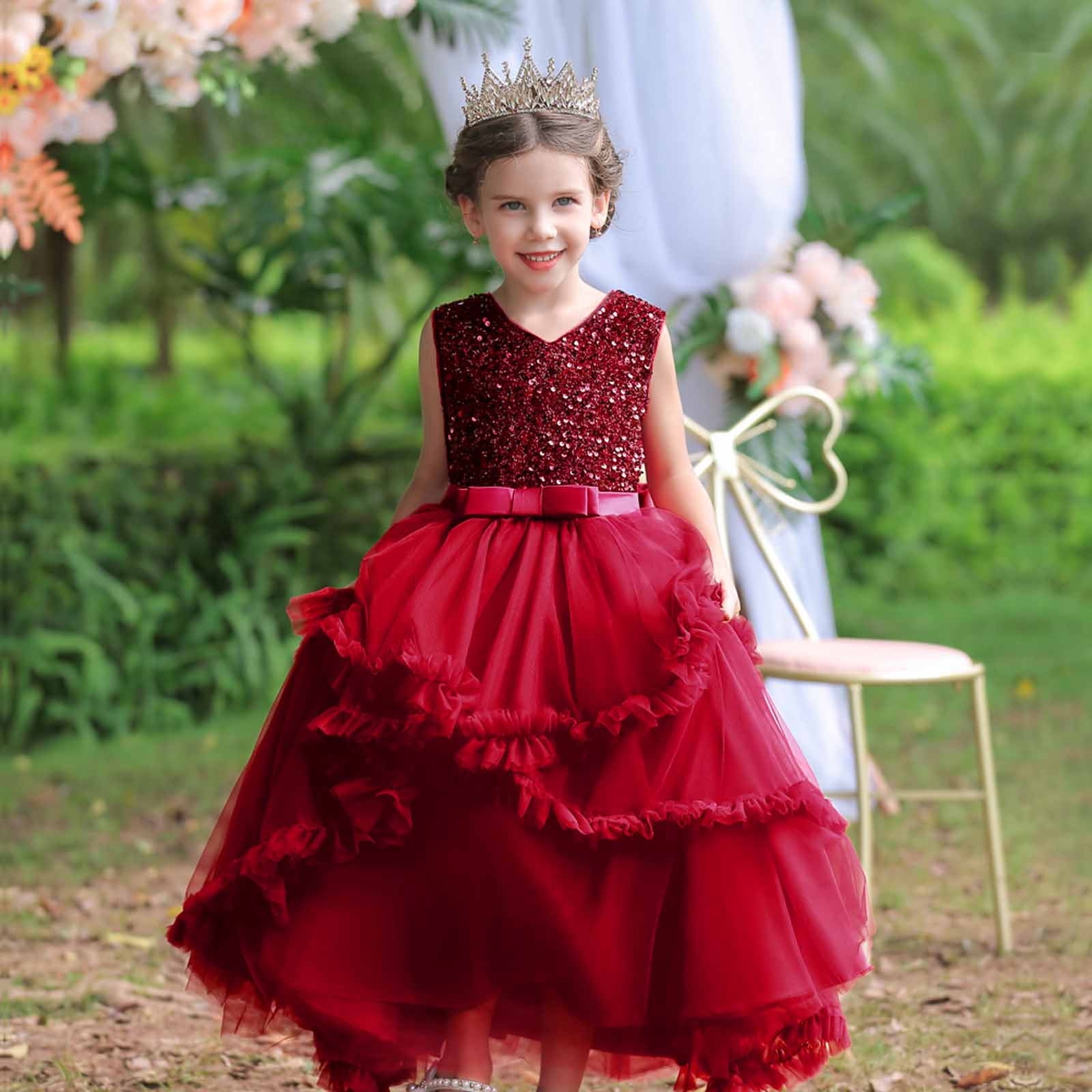 christmas pageant dress girls Oxodoi Gift Girl Sleeveless Embroidery Princess Dresses Kids Prom Ball Gown Save Big, Girl's, Size: 5-6 Years, Blue Color:BEAUTIFUL NATURE OFF-WHITE