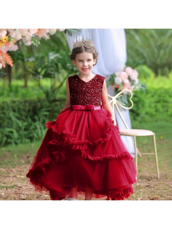 Dress Gift for Girls Girl Sleeveless Embroidery Princess Pageant Dresses Kids Prom Ball Gown Save Big