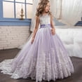 thumbnail image 1 of Dress Gift for Girls Girls Princess Lace Flower Pageant Dress Puffy Floor Length Wedding Bridesmaid Dress Party Tulle Pink Gown Save Big, 1 of 9