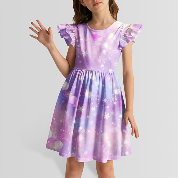 Dress Girls Floral Birthday Dress Girls Kids Princess Dress 6-7 Years