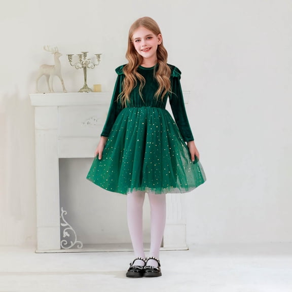 Dress Girls Flower Girl Dress Green Toddler Girl Tulle Dress Junior Bridesmaid Dresses Carnival Dresses for Girls 5-6 Years